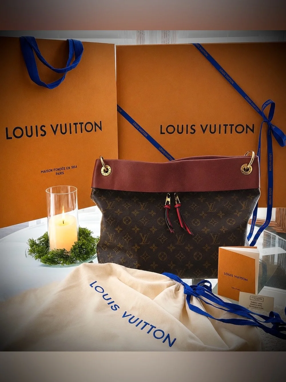 ❤️👜🤎 LOUIS VUITTON Brown Monogram Tuileries Hobo Luxury Bag in Caramel